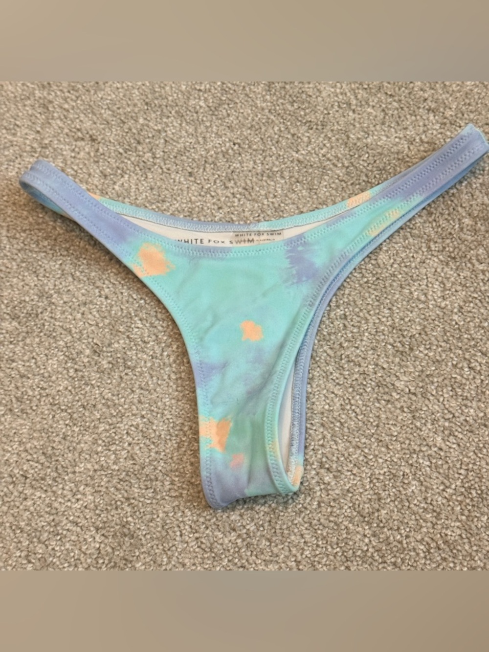 White Fox Swim Bikini Bottom Aqua Tie-Dye High Cut Pastel Size XS